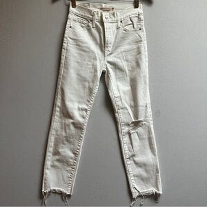 Levi’s 724 High Rise Straight Crop White Jeans Size 25